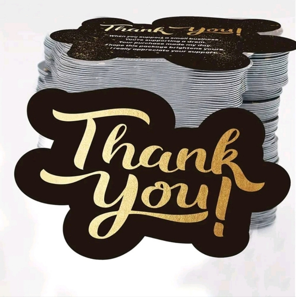 🖤▪️50 pack black thank you double sided cards for shipping